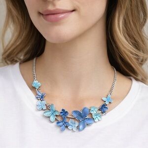 Blue Butterfly Enamelled Necklace - Women Jewelry
